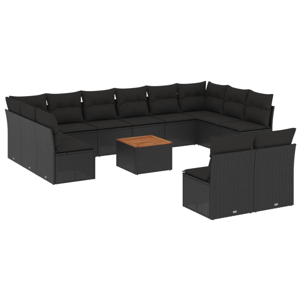 13-delige Loungeset met kussens poly rattan