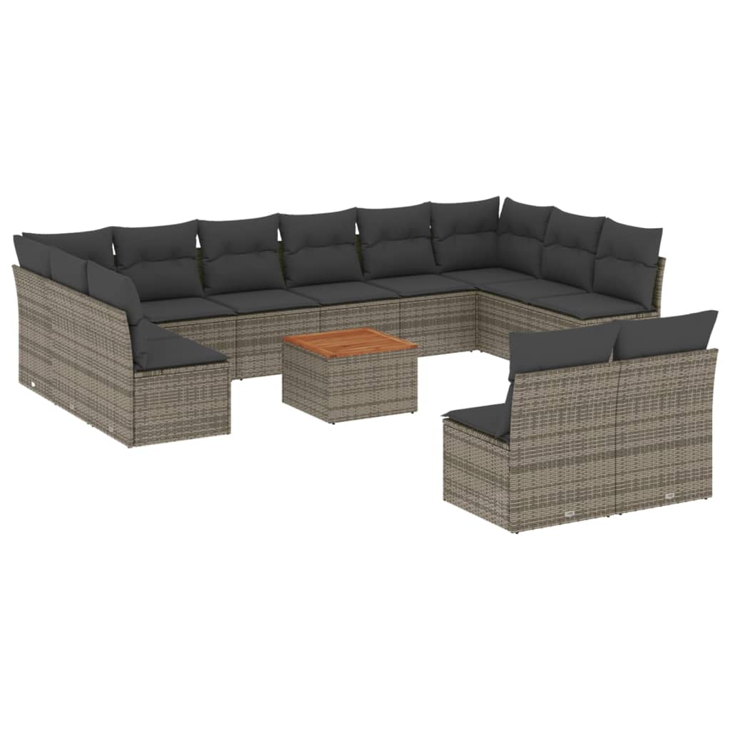 13-delige Loungeset met kussens poly rattan