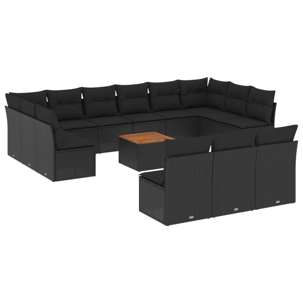 14-delige Loungeset met kussens poly rattan beige