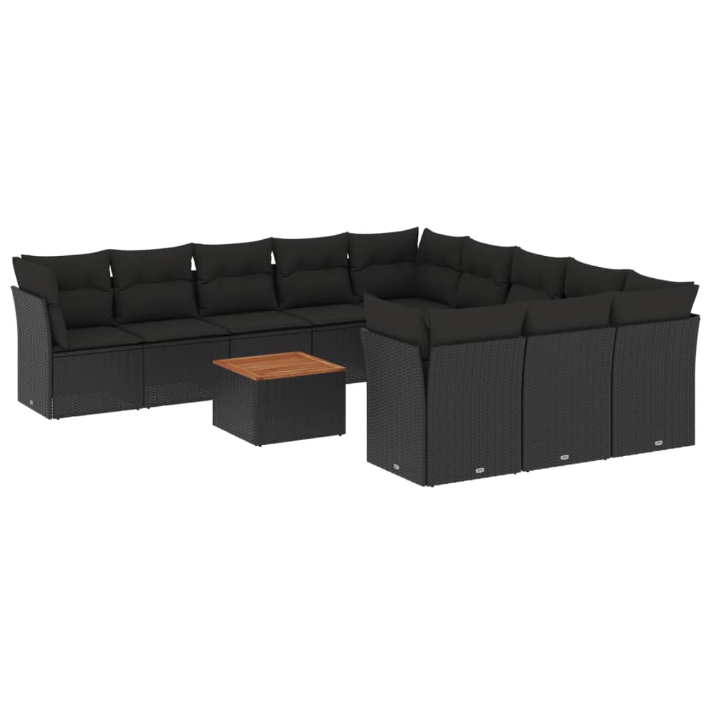 12-delige Loungeset met kussens poly rattan