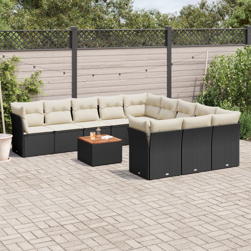 12-delige Loungeset met kussens poly rattan