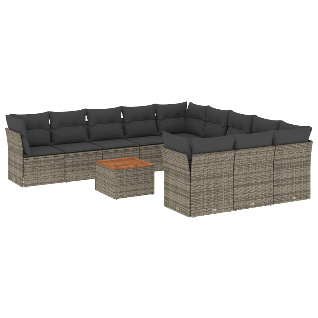 12-delige Loungeset met kussens poly rattan