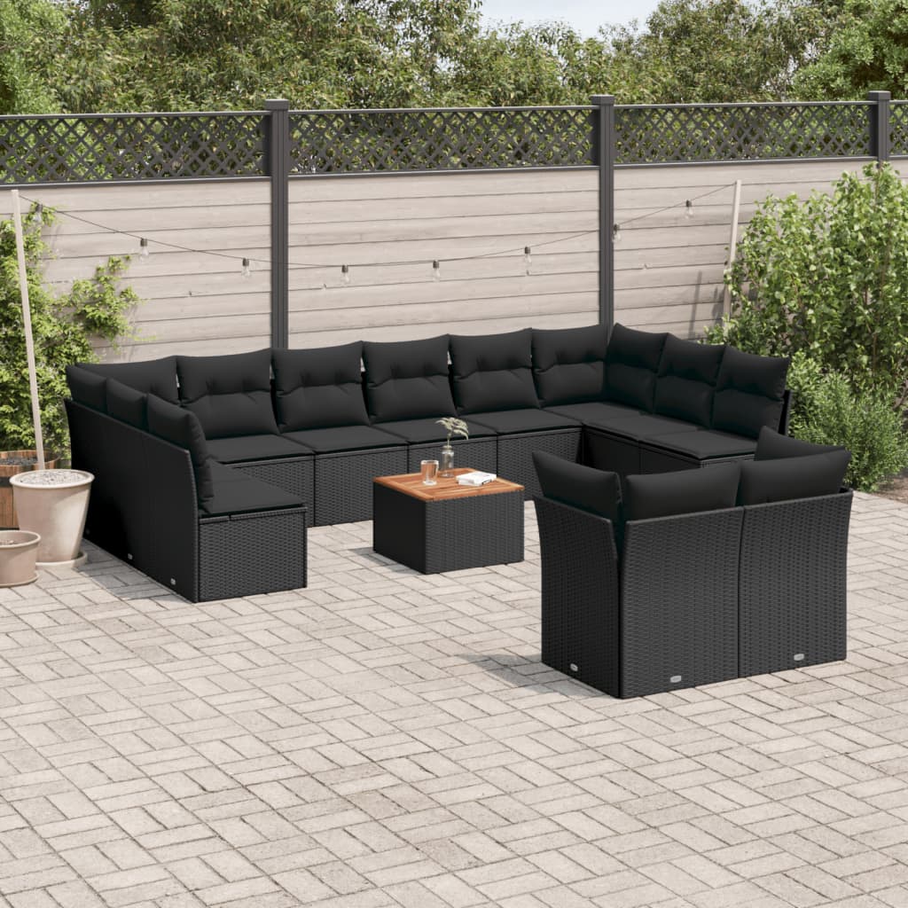 13-delige Loungeset met kussens poly rattan