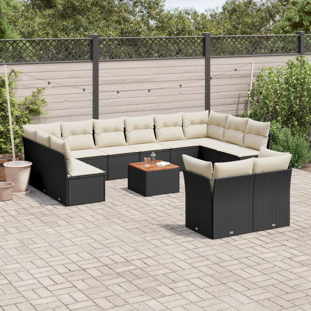 13-delige Loungeset met kussens poly rattan