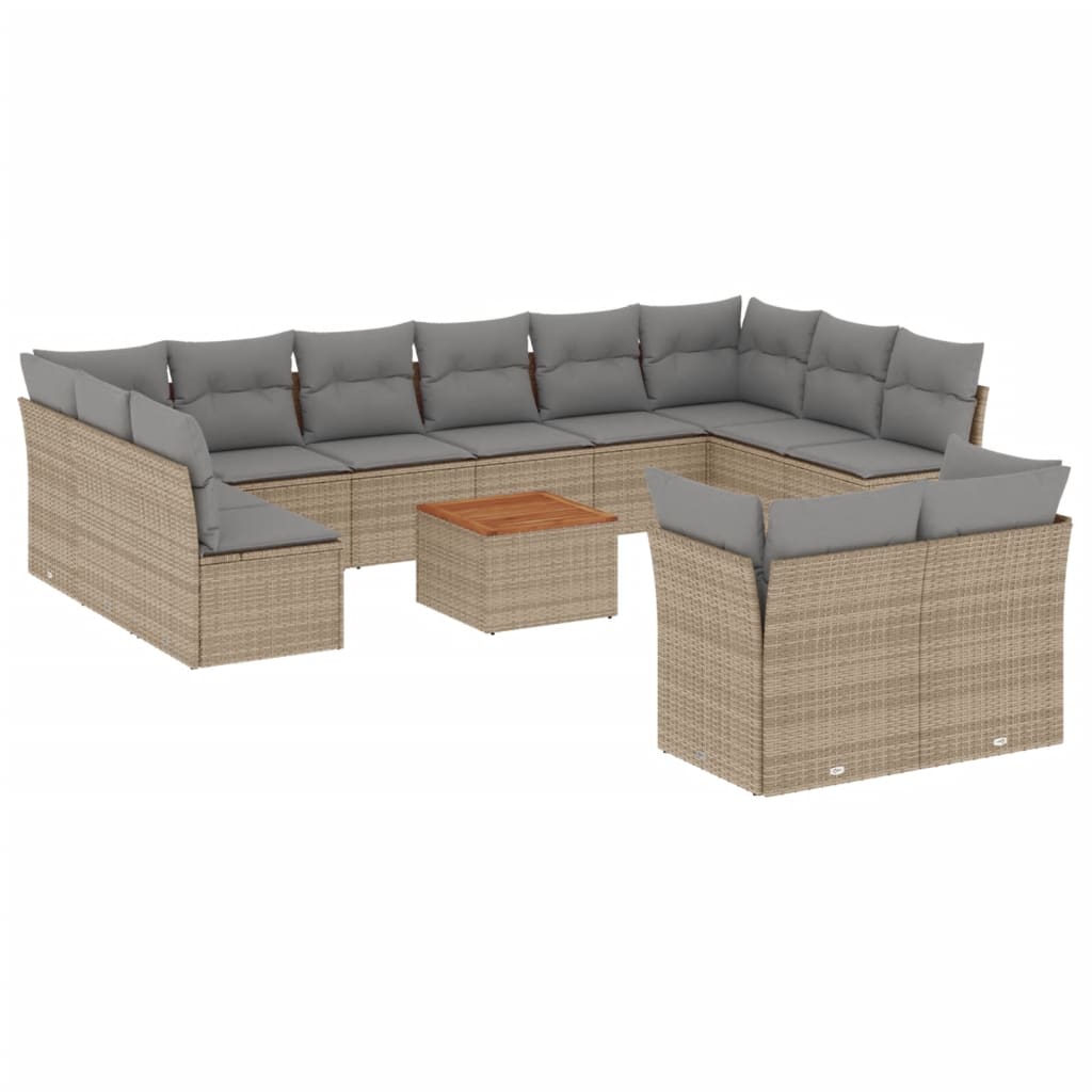 13-delige Loungeset met kussens poly rattan