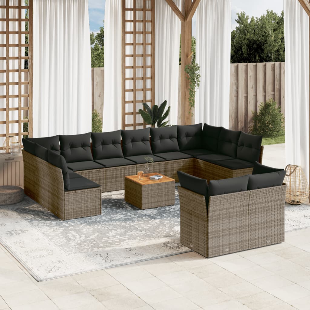 13-delige Loungeset met kussens poly rattan