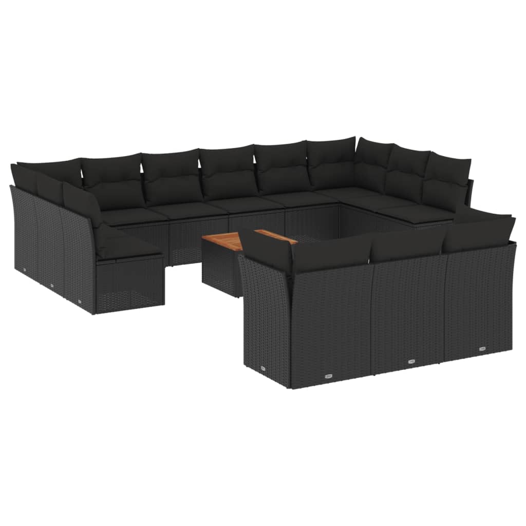 14-delige Loungeset met kussens poly rattan beige