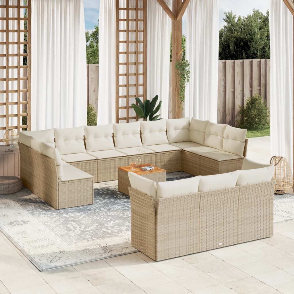 14-delige Loungeset met kussens poly rattan