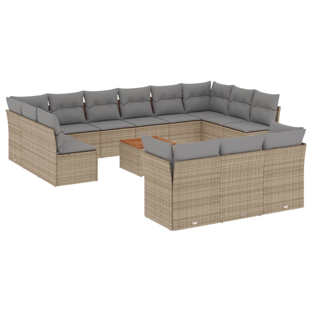 14-delige Loungeset met kussens poly rattan