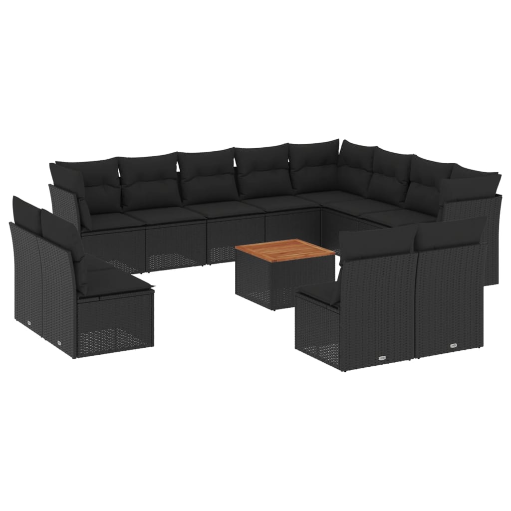 13-delige Loungeset met kussens poly rattan