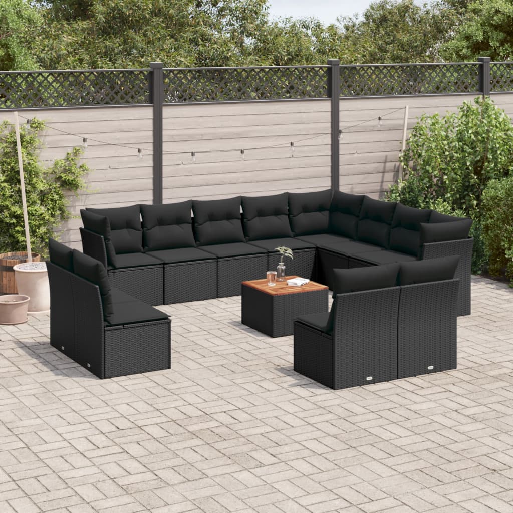 13-delige Loungeset met kussens poly rattan