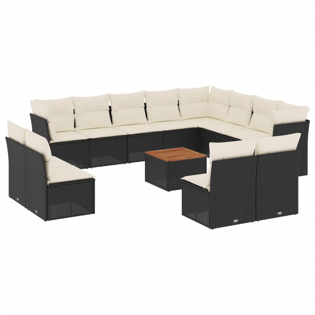 13-delige Loungeset met kussens poly rattan beige