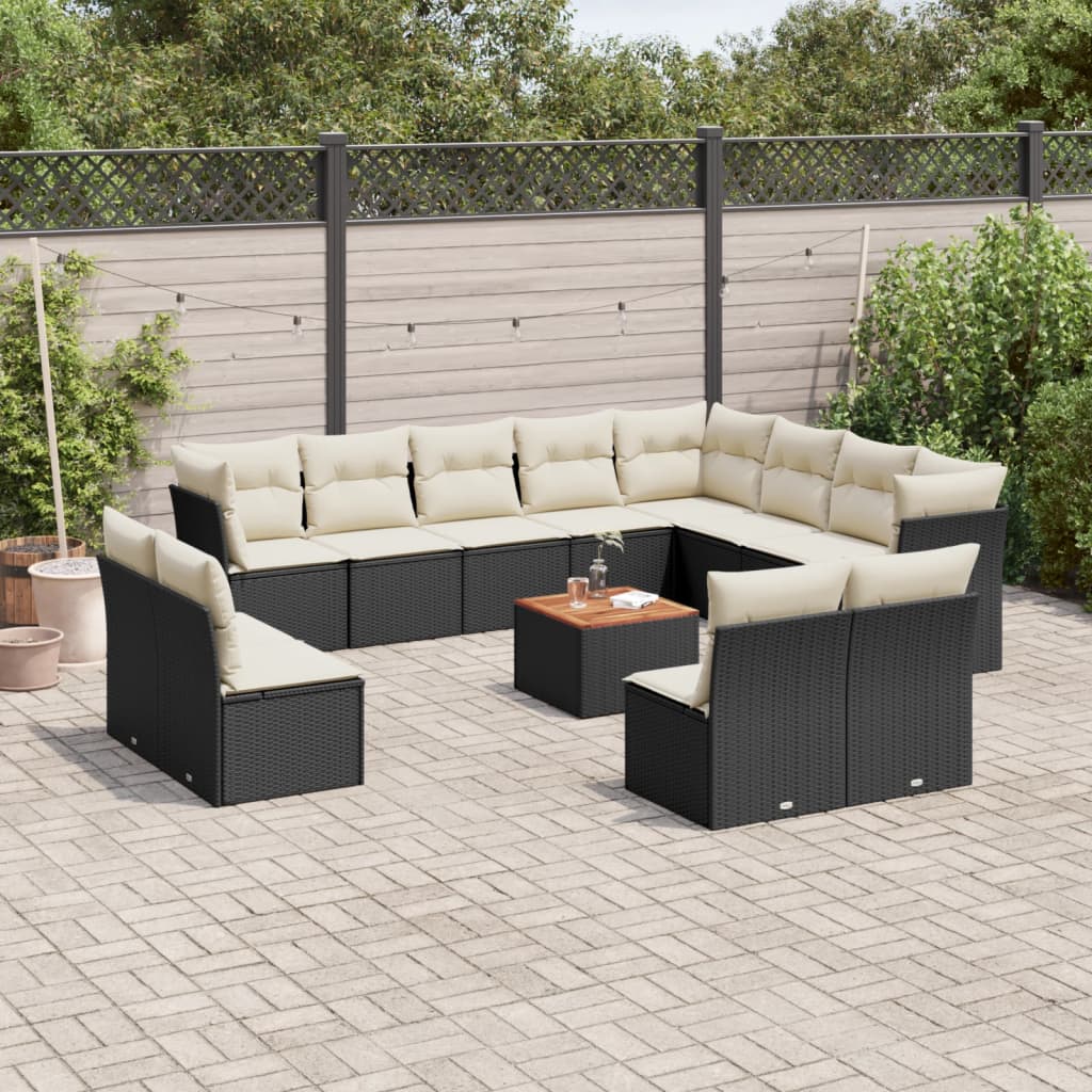 13-delige Loungeset met kussens poly rattan