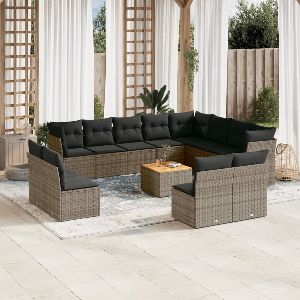 13-delige Loungeset met kussens poly rattan