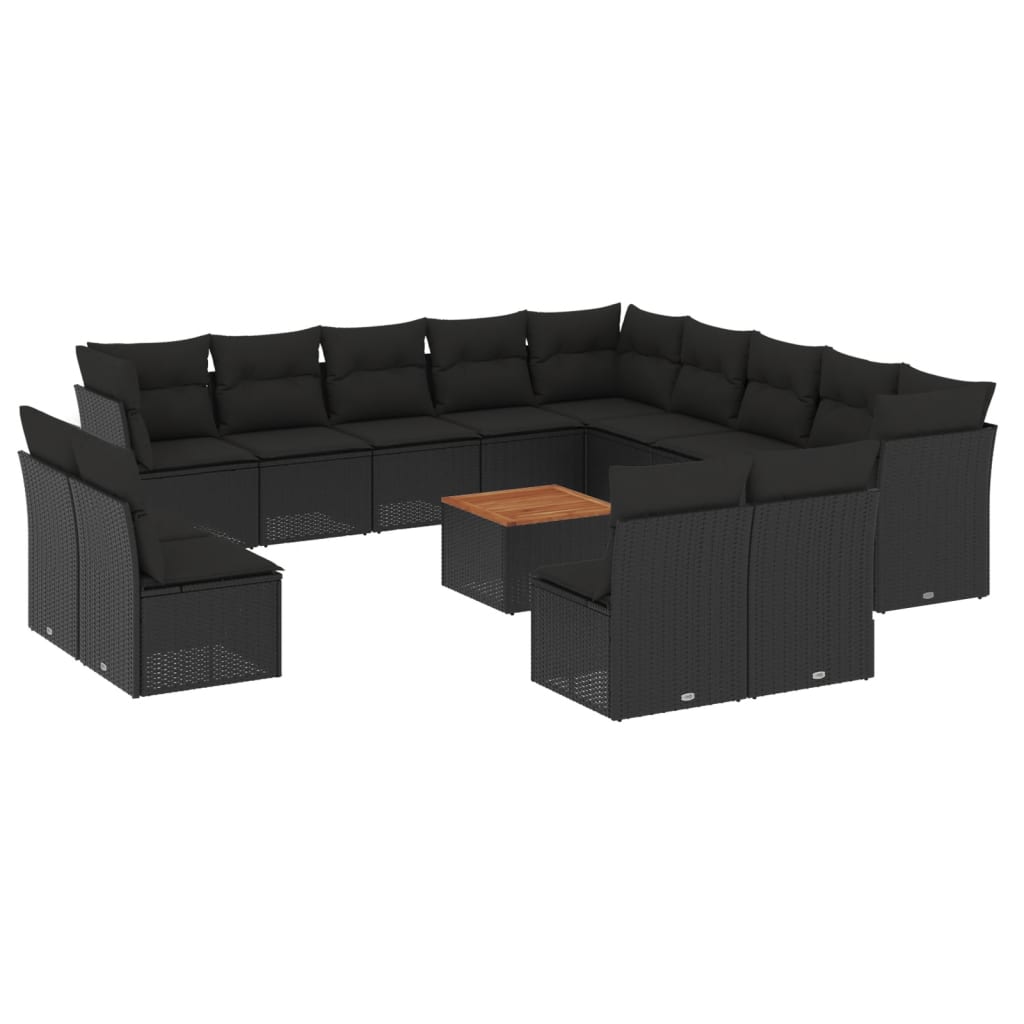 14-delige Loungeset met kussens poly rattan beige