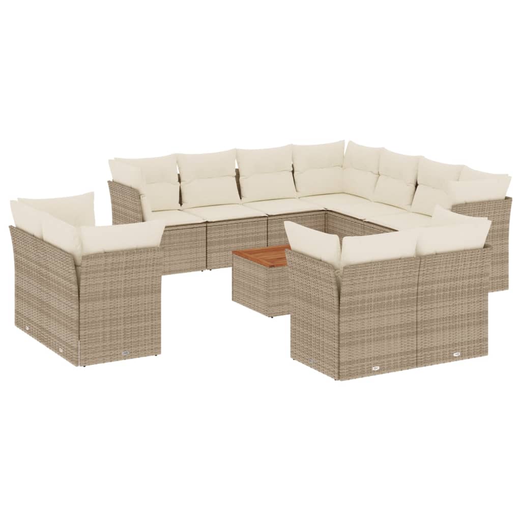 12-delige Loungeset met kussens poly rattan