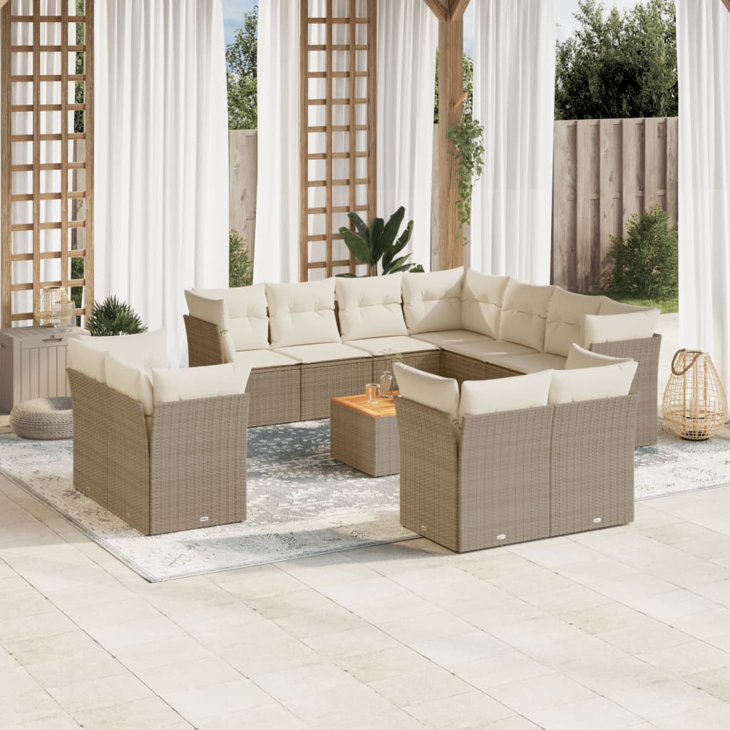 12-delige Loungeset met kussens poly rattan