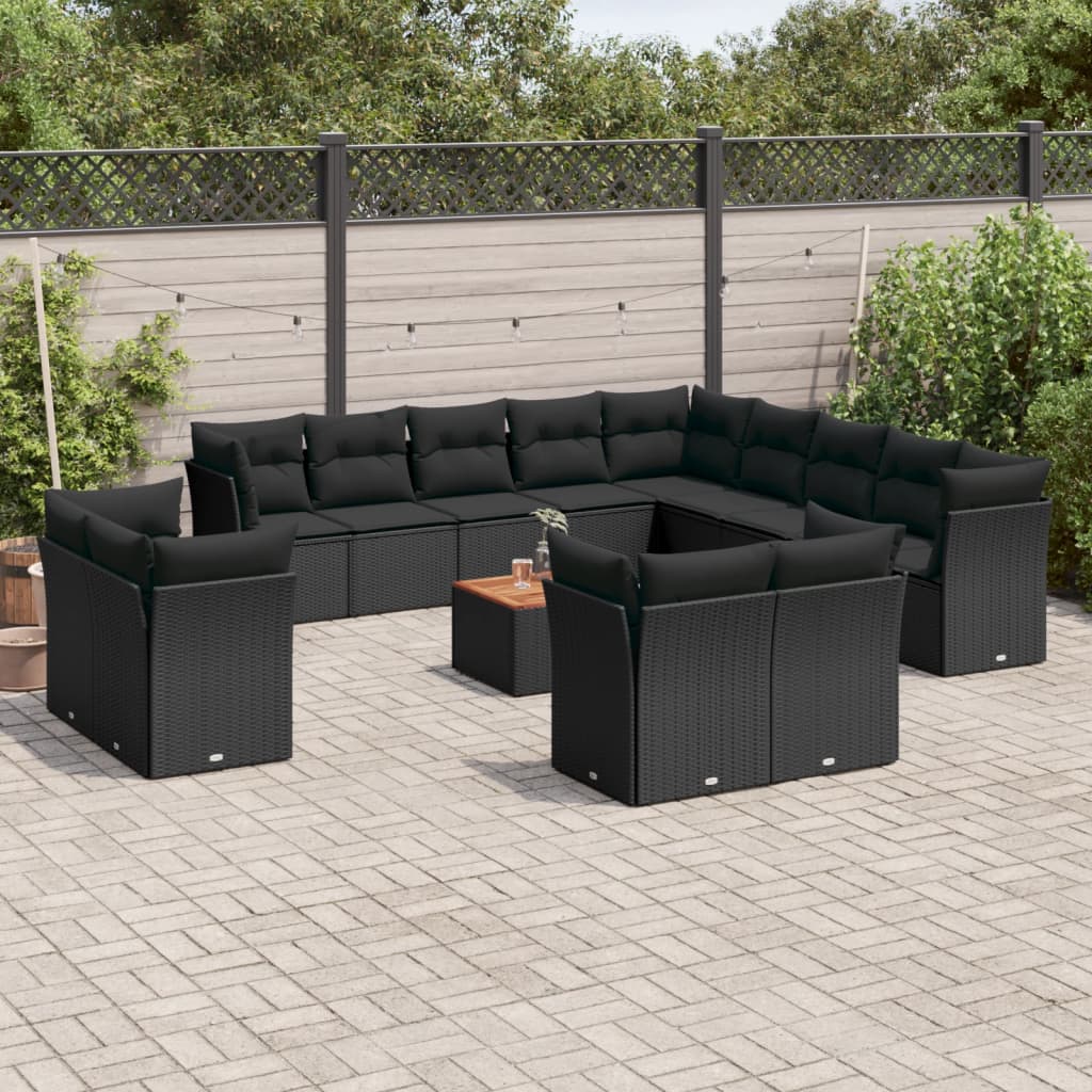 14-delige Loungeset met kussens poly rattan