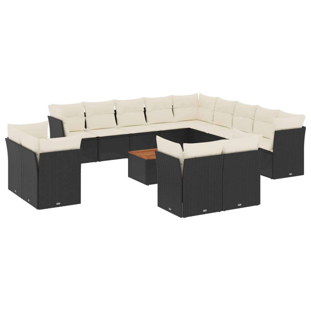 14-delige Loungeset met kussens poly rattan