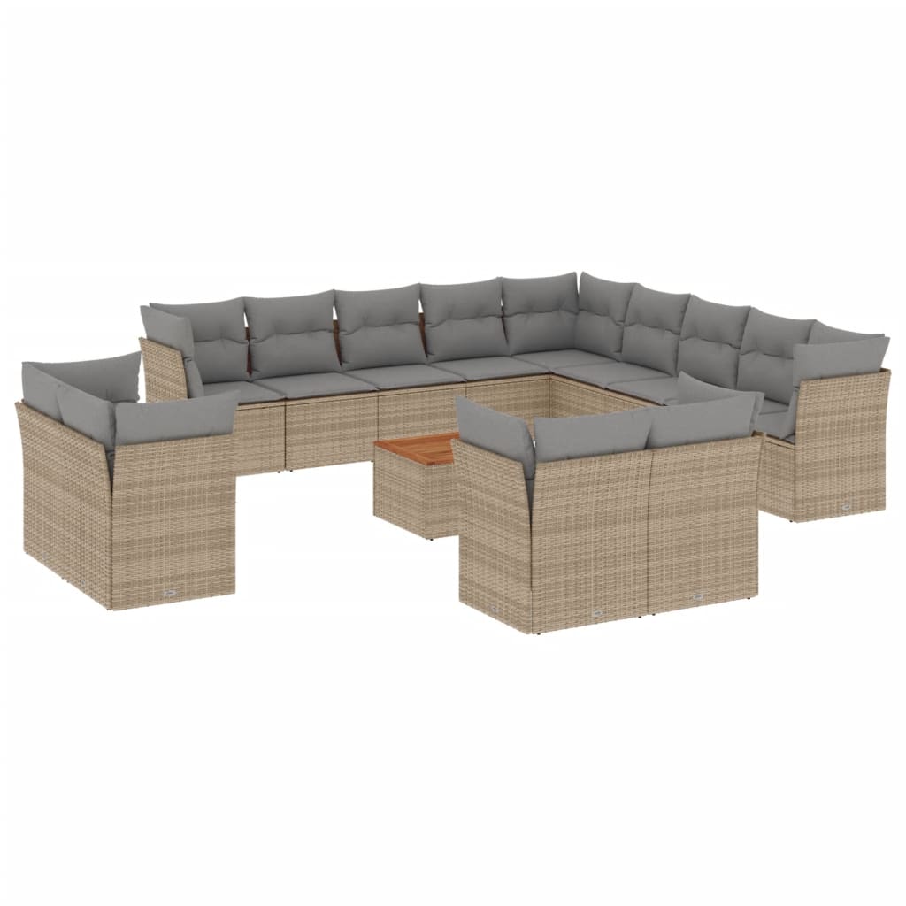 14-delige Loungeset met kussens poly rattan