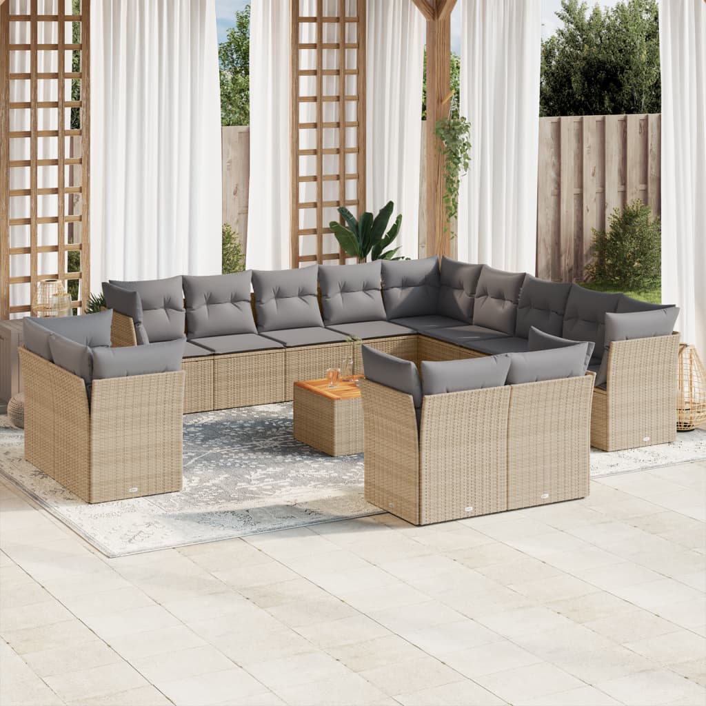 14-delige Loungeset met kussens poly rattan