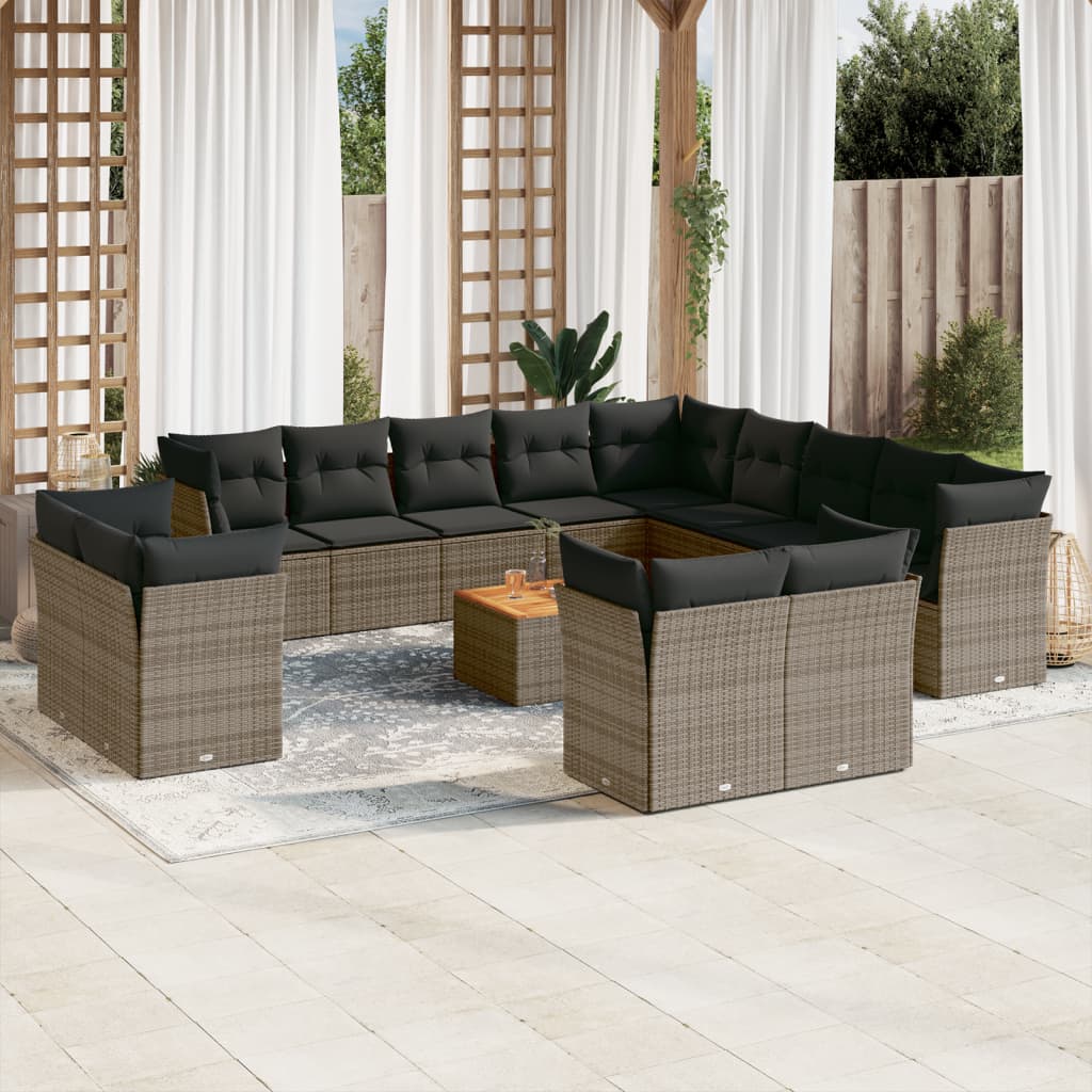 14-delige Loungeset met kussens poly rattan