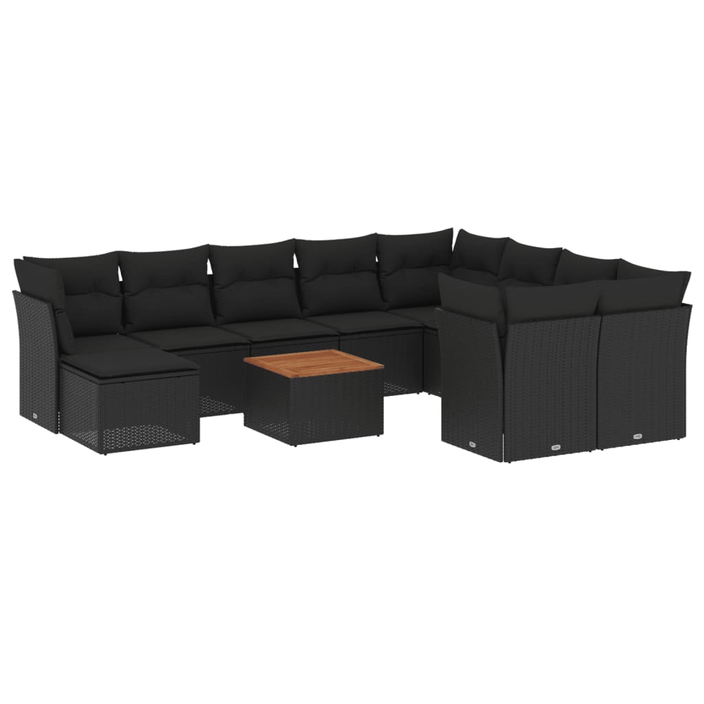 11-delige Loungeset met kussens poly rattan