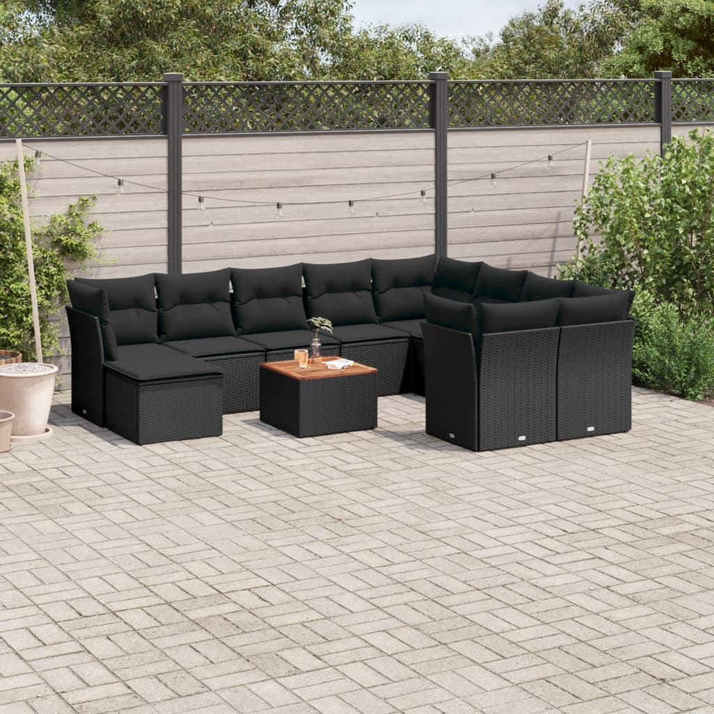 11-delige Loungeset met kussens poly rattan