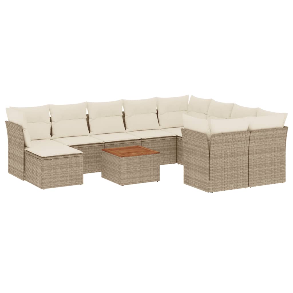 11-delige Loungeset met kussens poly rattan