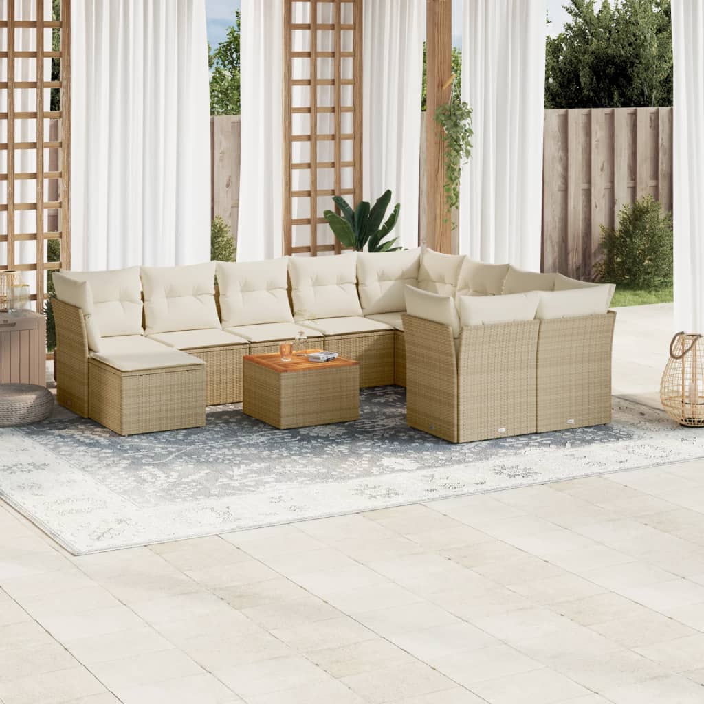 11-delige Loungeset met kussens poly rattan