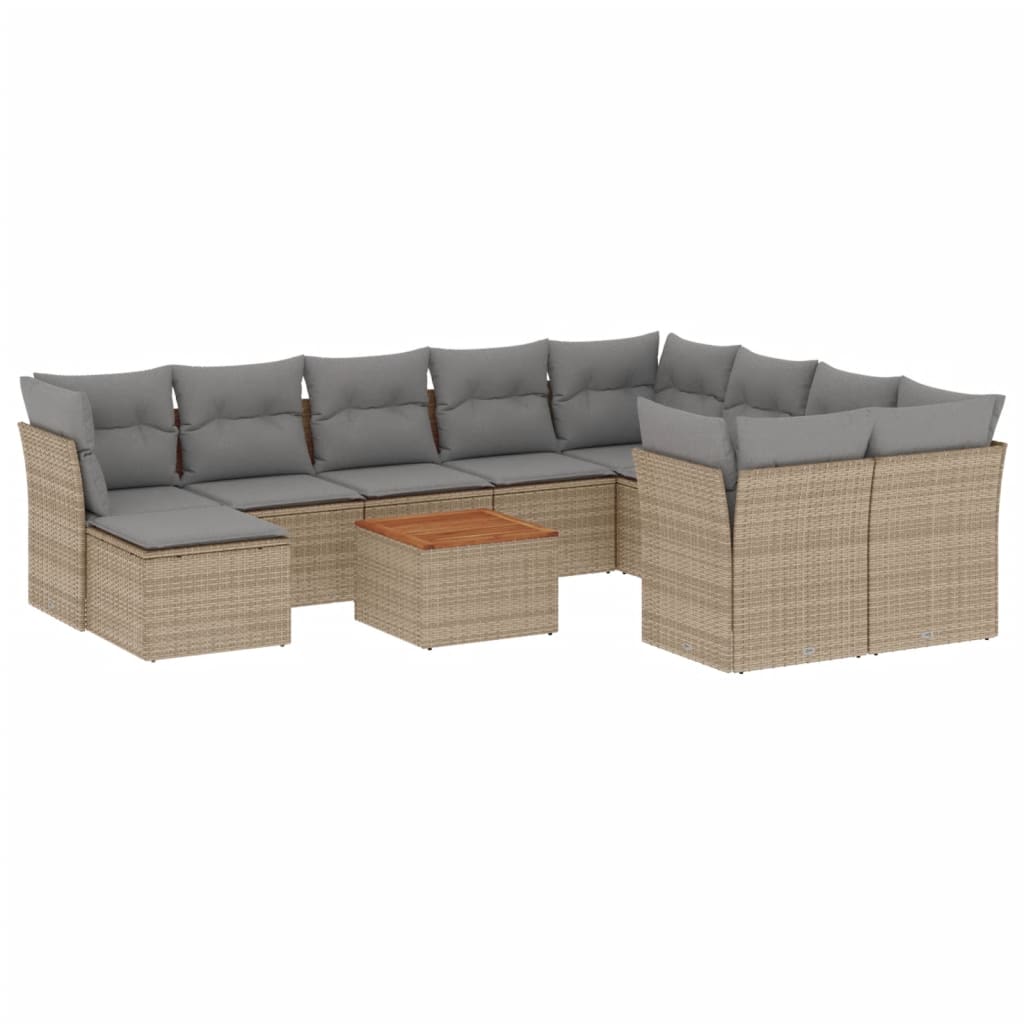 11-delige Loungeset met kussens poly rattan