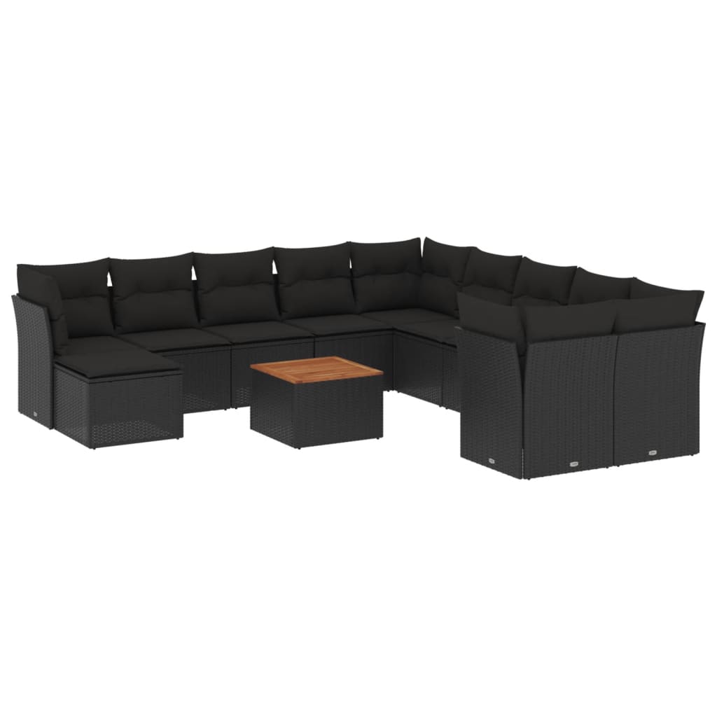 12-delige Loungeset met kussens poly rattan