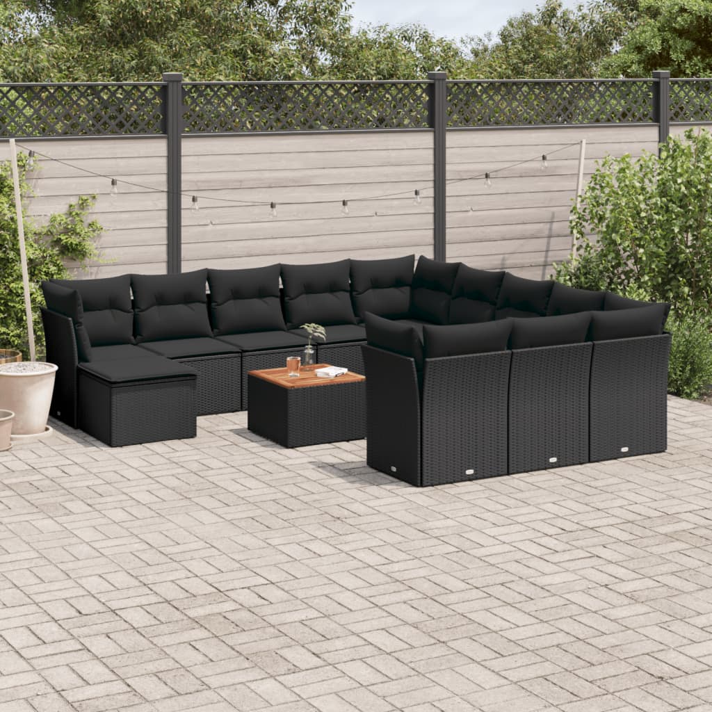 13-delige Loungeset met kussens poly rattan