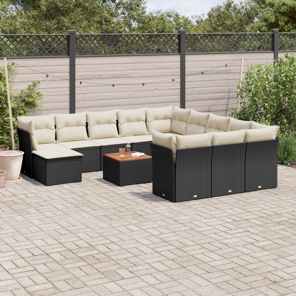 13-delige Loungeset met kussens poly rattan