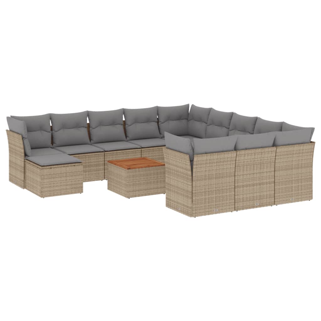 13-delige Loungeset met kussens poly rattan