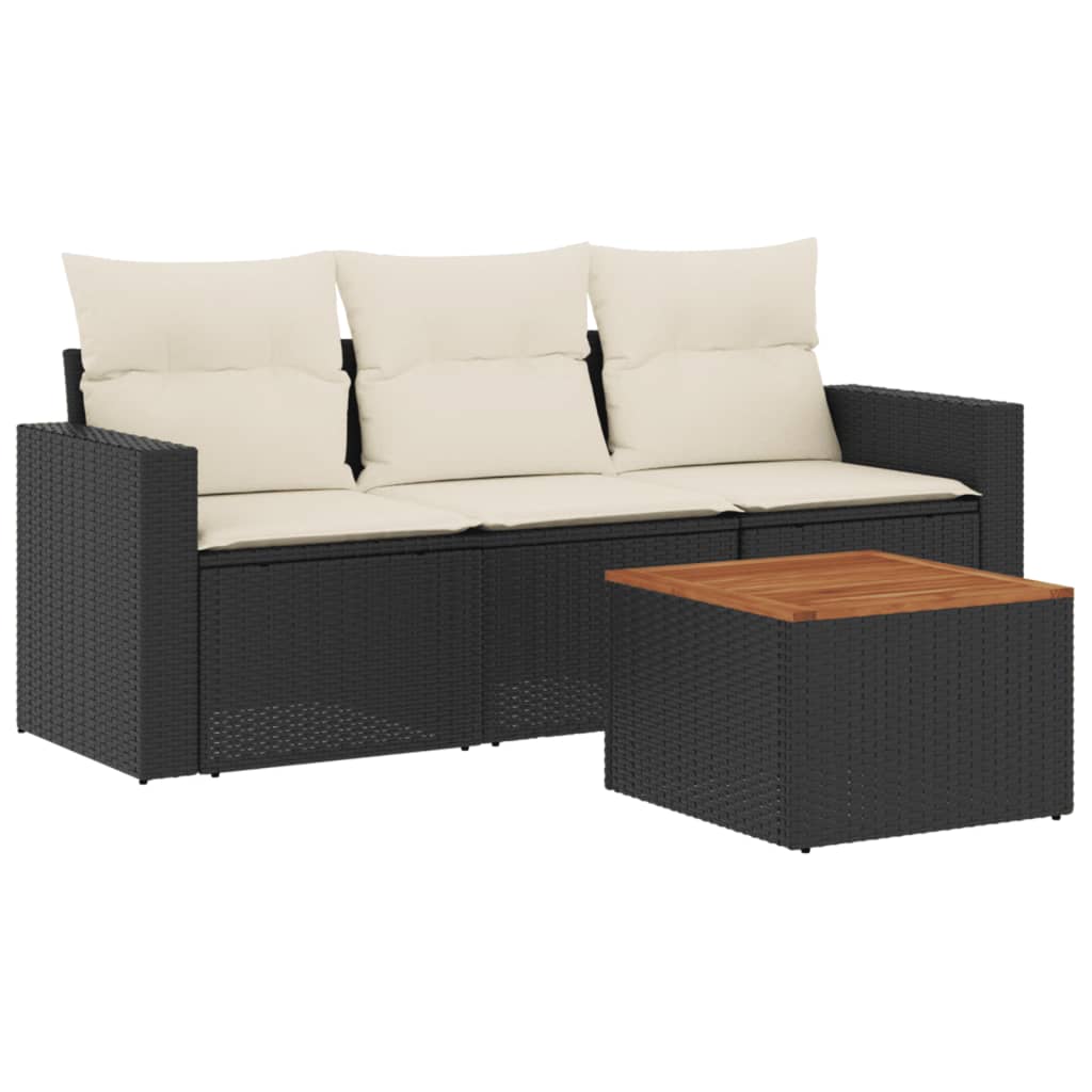 4-delige Loungeset met kussens poly rattan