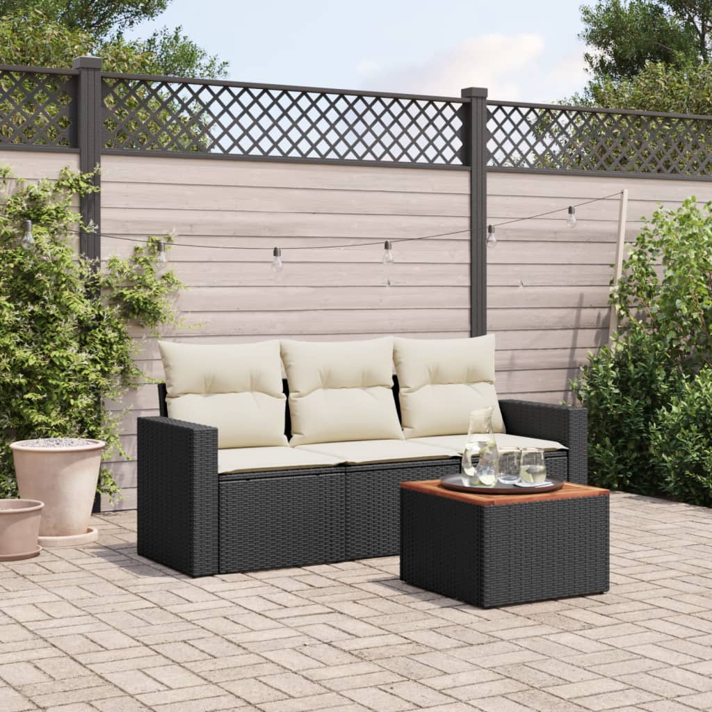 4-delige Loungeset met kussens poly rattan