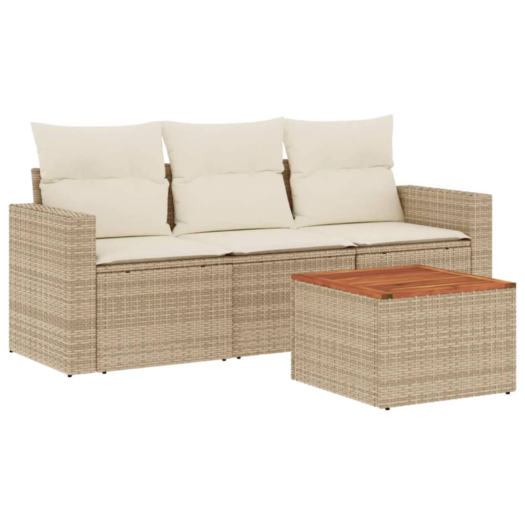 4-delige Loungeset met kussens poly rattan