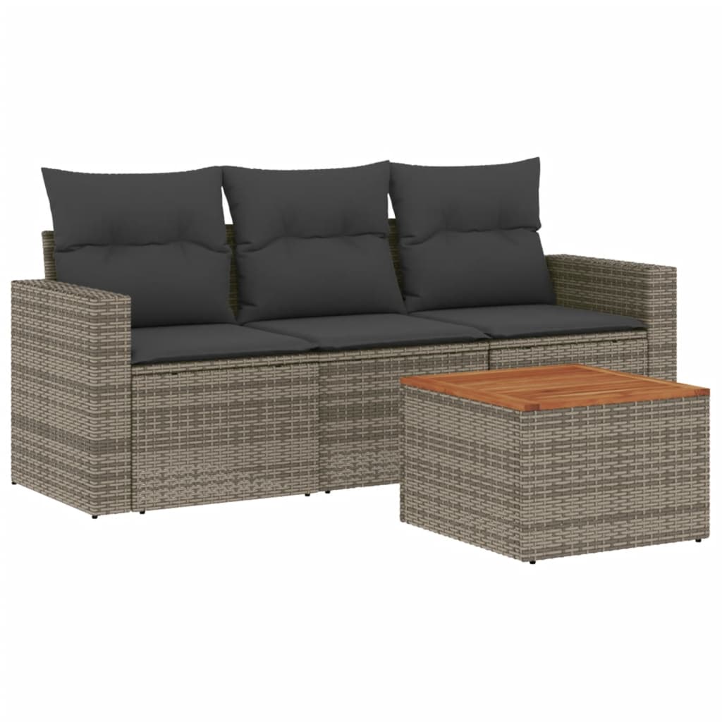 4-delige Loungeset met kussens poly rattan