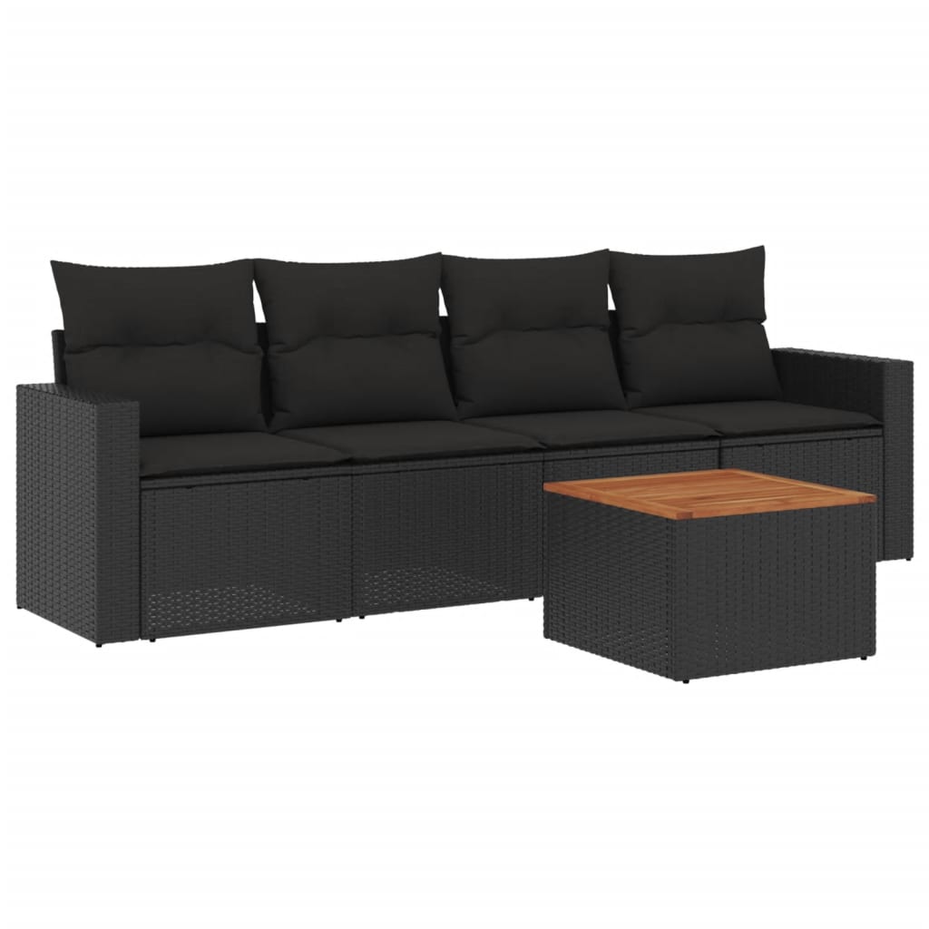 5-delige Loungeset met kussens poly rattan