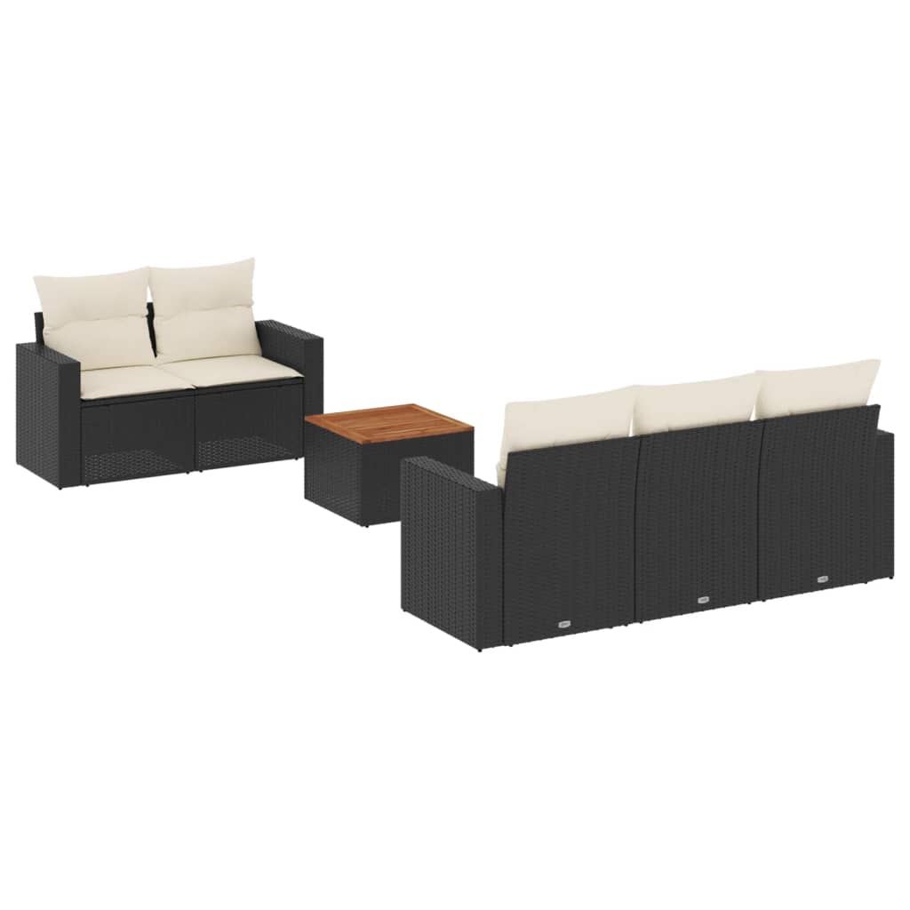 6-delige Loungeset met kussens poly rattan