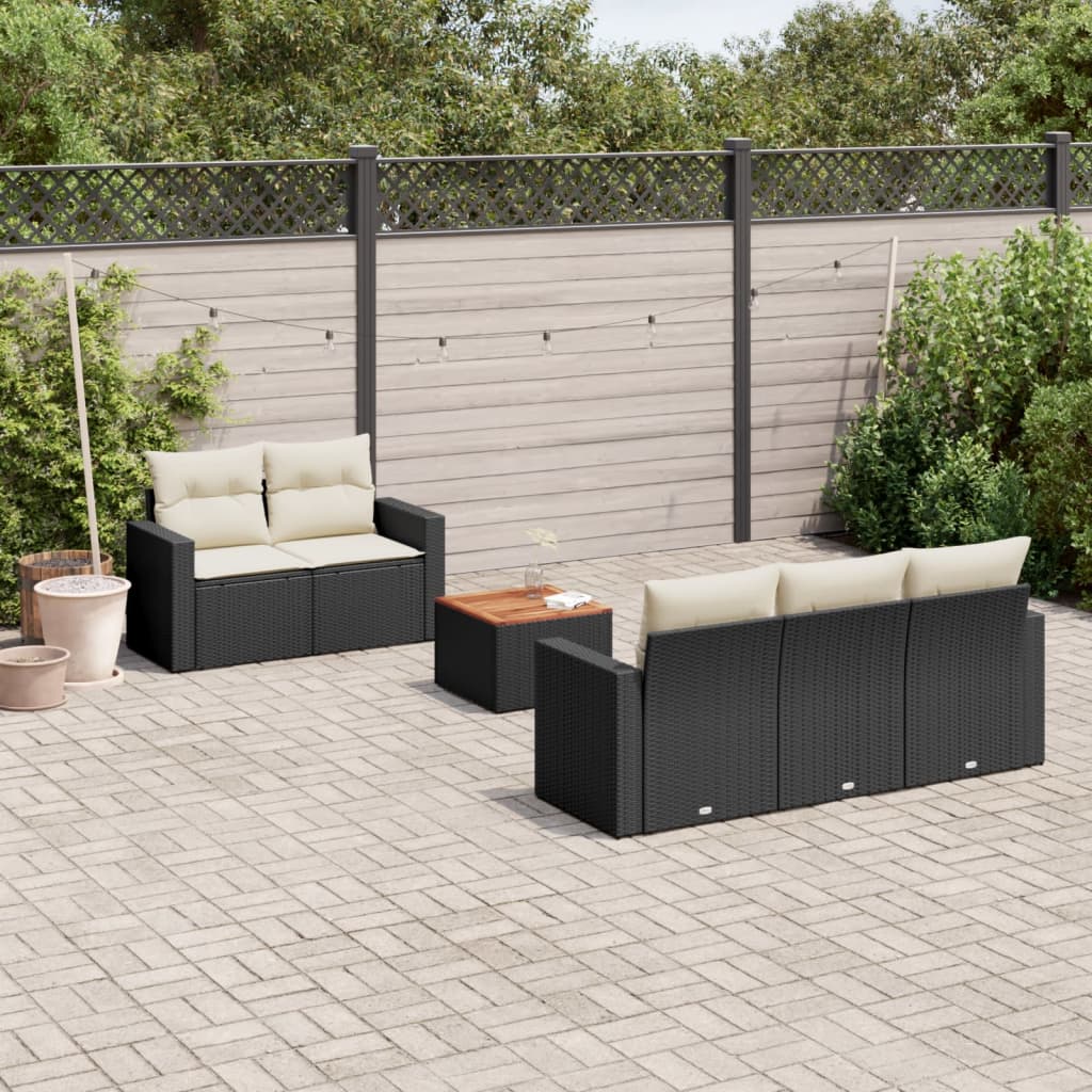 6-delige Loungeset met kussens poly rattan