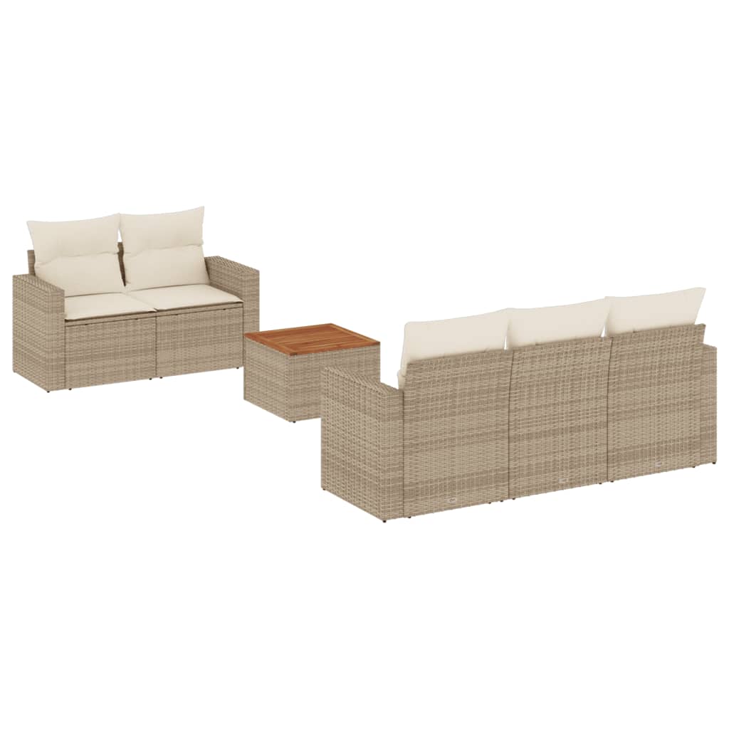 6-delige Loungeset met kussens poly rattan