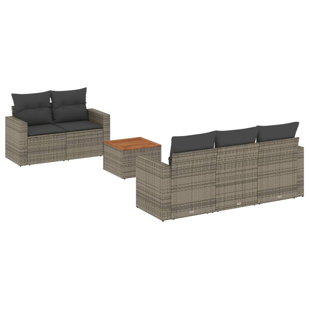 6-delige Loungeset met kussens poly rattan