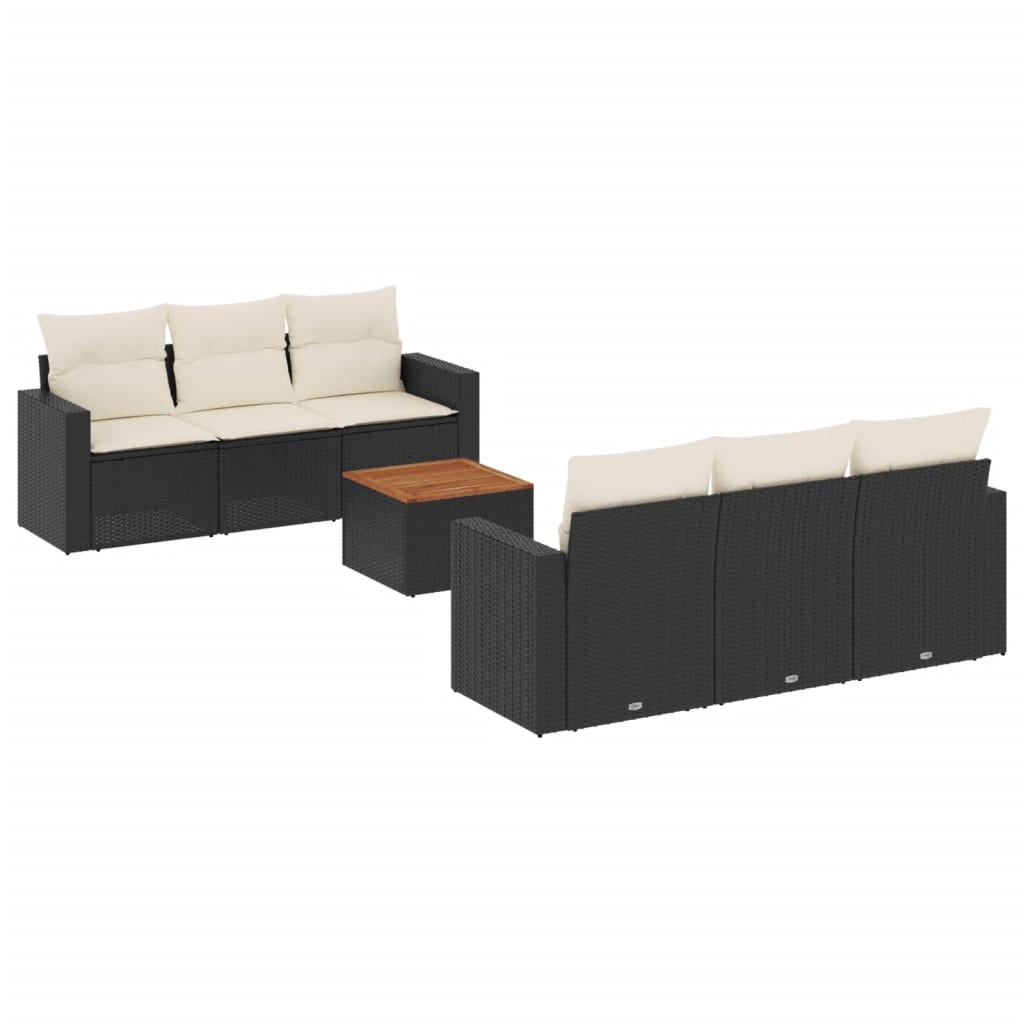 7-delige Loungeset met kussens poly rattan