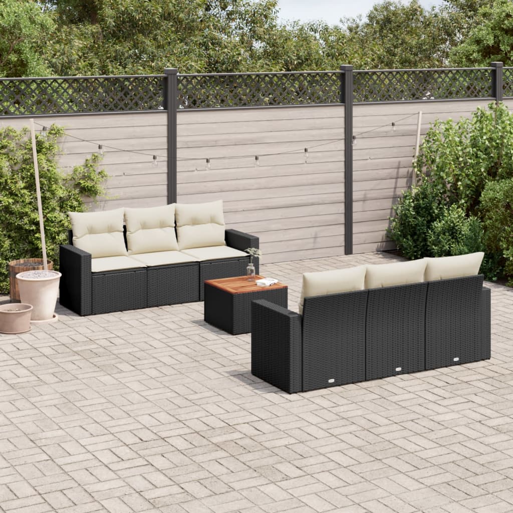 7-delige Loungeset met kussens poly rattan