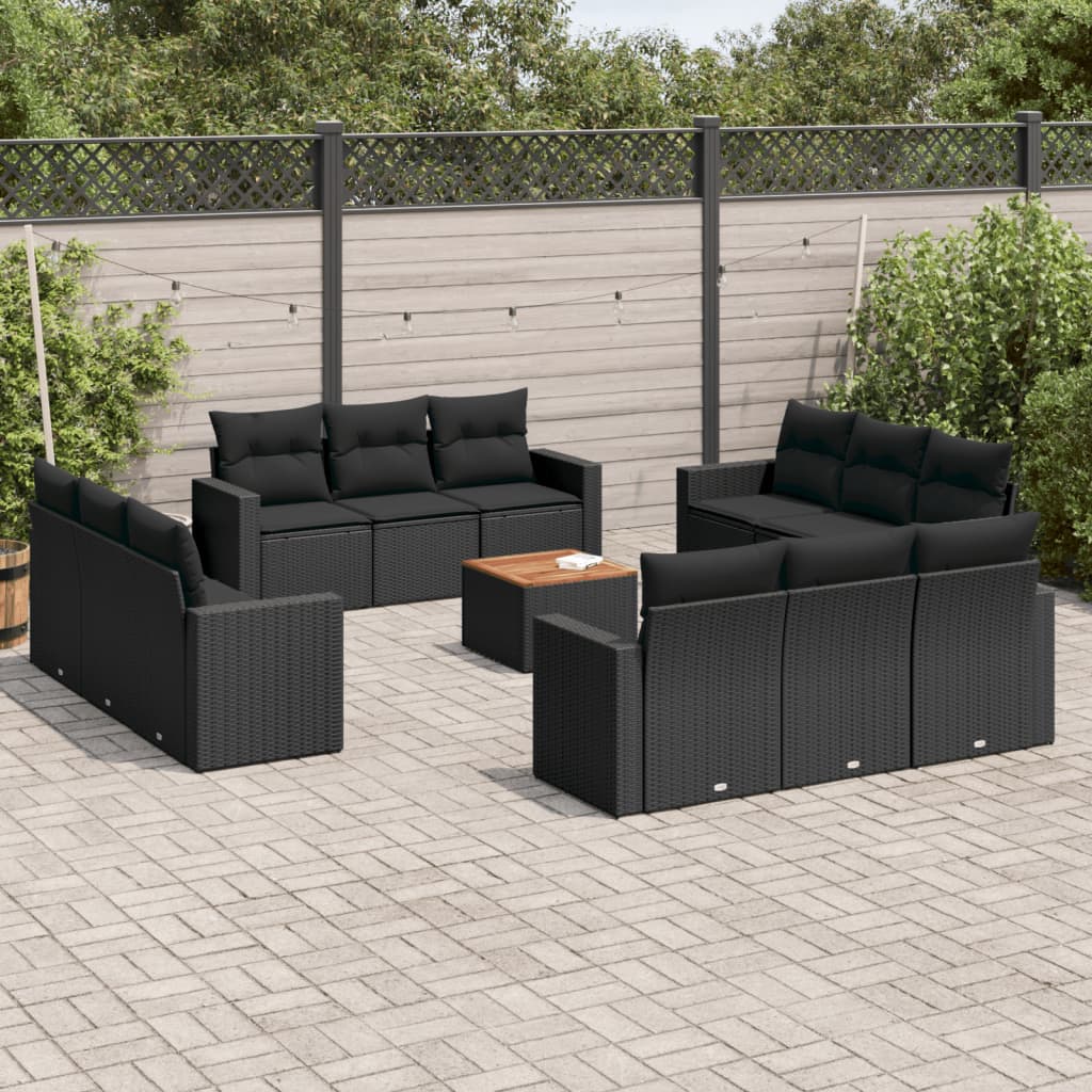 13-delige Loungeset met kussens poly rattan beige