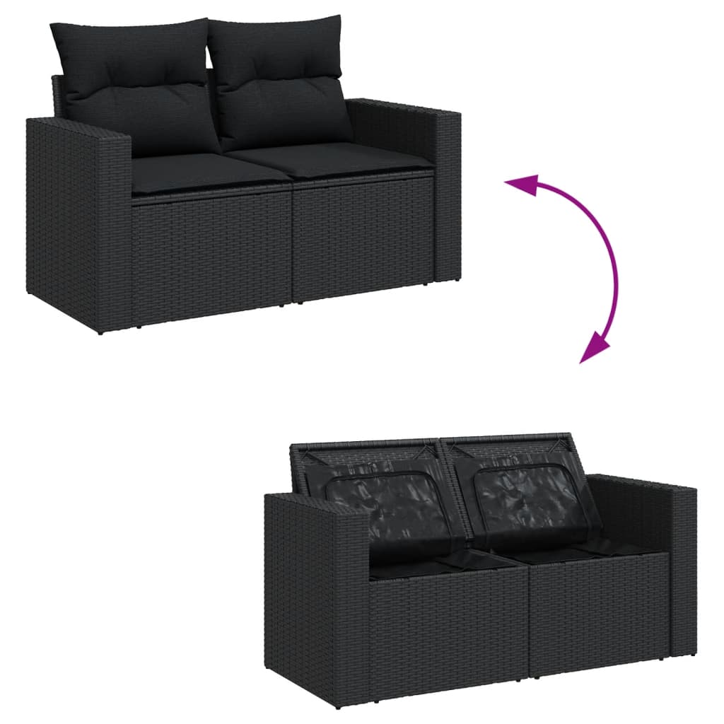 12-delige Loungeset met kussens poly rattan beige