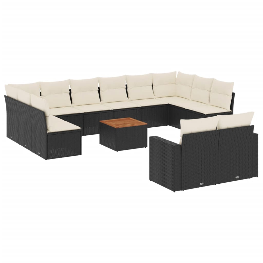 13-delige Loungeset met kussens poly rattan beige