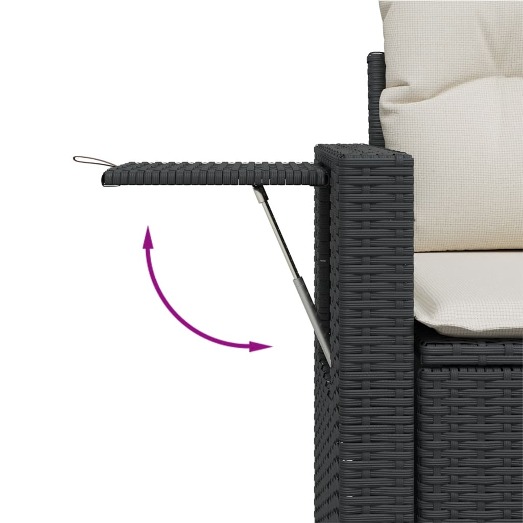 13-delige Loungeset met kussens poly rattan zwart